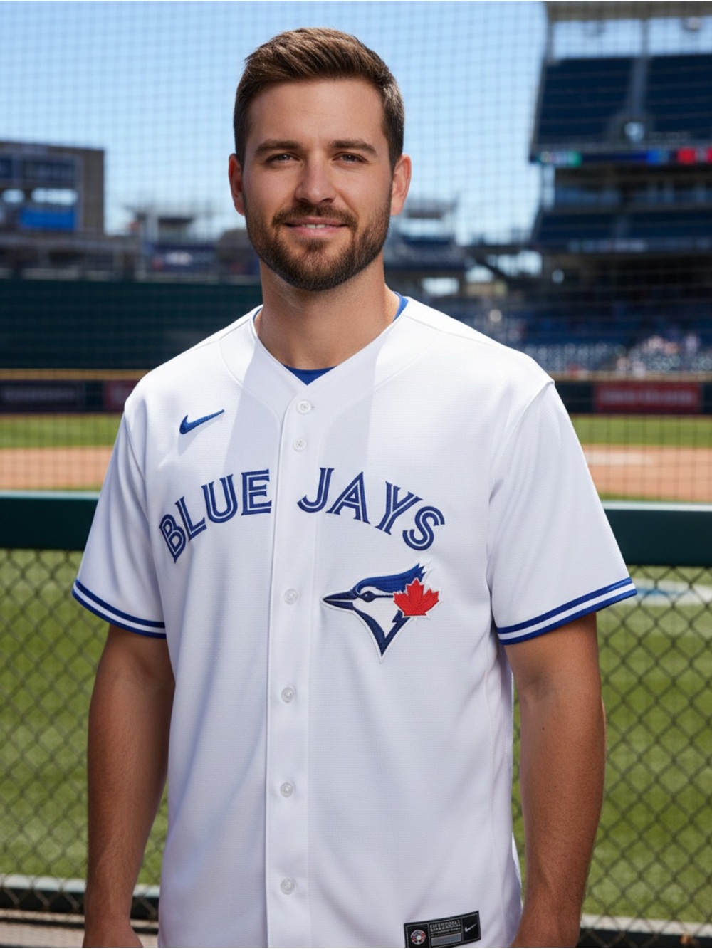 MLB Toronto Blue Jays White and Blue Home Jersey